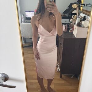 Billie Drape Midi Dress in Blush